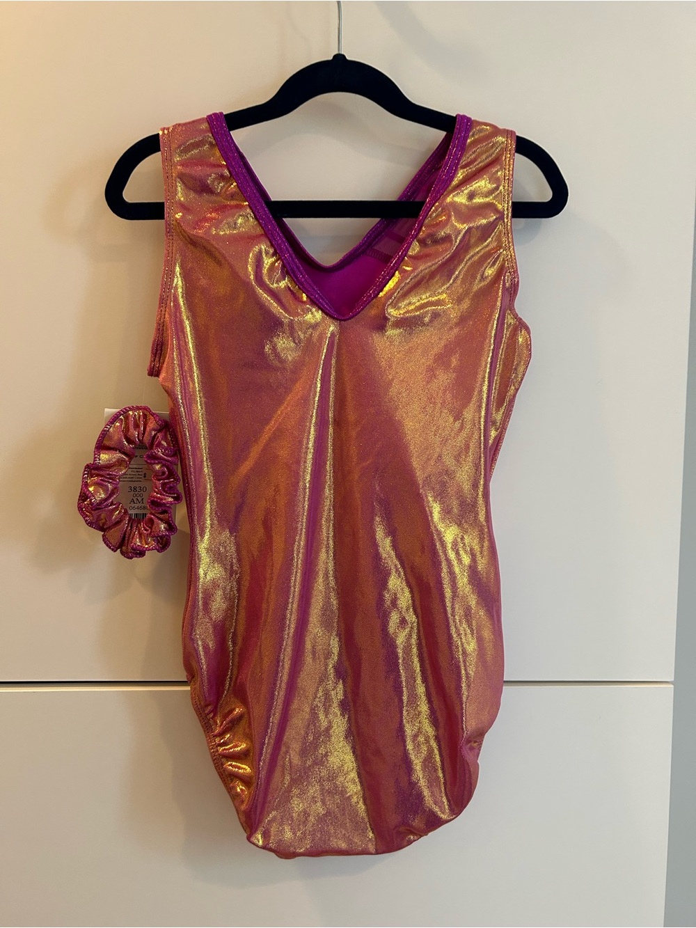 NWT GK® Girls' Shimmer Pink Gymnastics Leotard with Rhinestone Design - Size AM - Picture 8 of 12